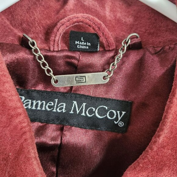 Pamela McCoy Womens Suede Leather Fringe Jacket Maroon Country Western Size L - Picture 4 of 11